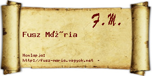 Fusz Mária névjegykártya